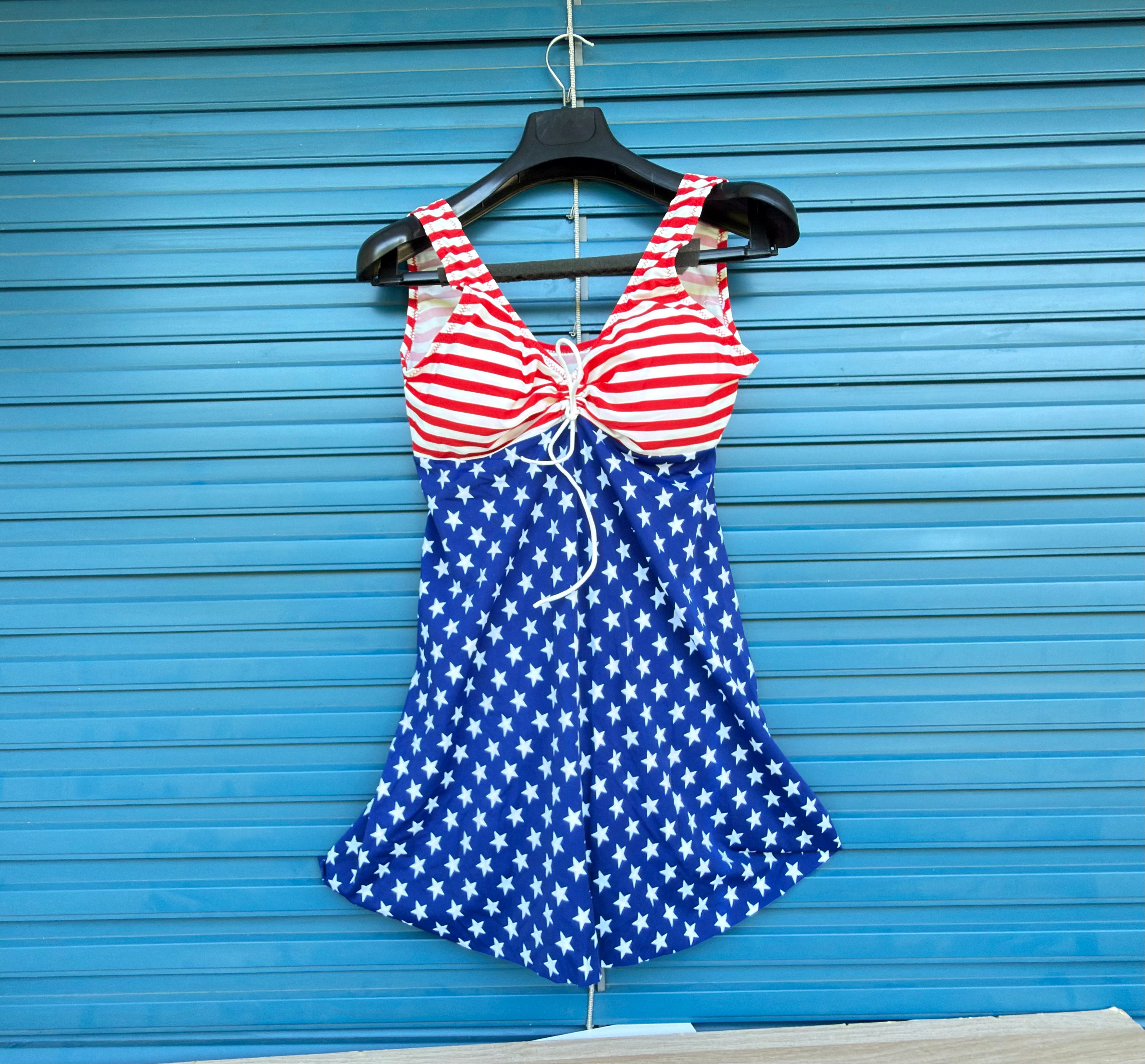Maillot Bain Femme Robe Drapé Motif USA XL Tankini - photo 1 sur TheSwissDeal