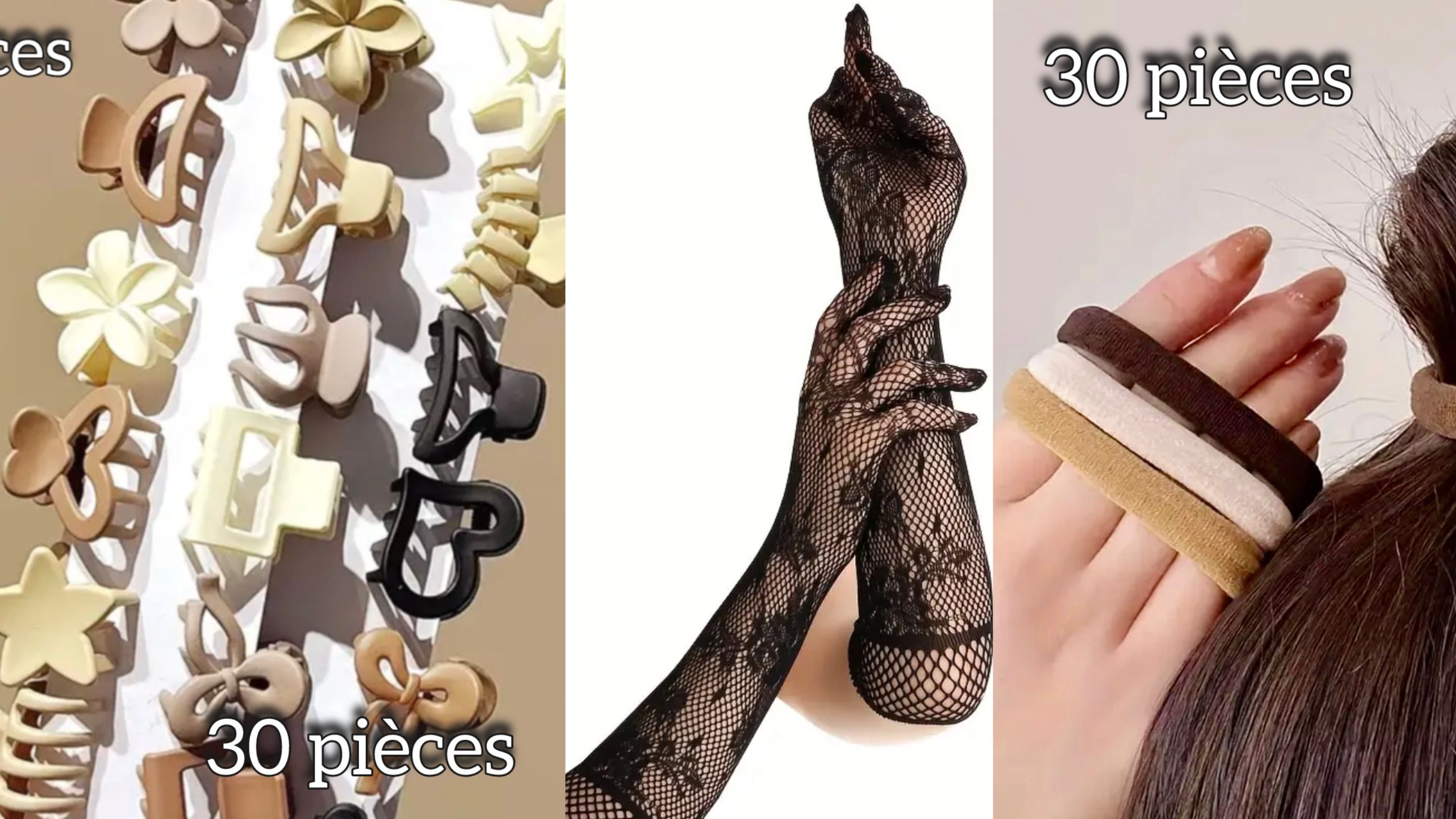 Lot de 30 pinces à cheveux + gants dentelle + élastiques - photo 1 sur TheSwissDeal